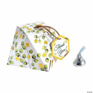 Party Favors |  Eucalyptus Print Geometric Favor Boxes with Tag – 12 Pc. Party Favors Party Favors