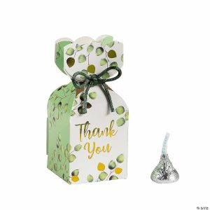 Party Favors |  Eucalyptus Print Vertical Square Hourglass Favor Boxes – 12 Pc. Party Favors Party Favors