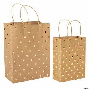 Party Favors |  Gold Foil Dot Kraft Bag Assortment – 24 Pc. Party Favors Party Favors