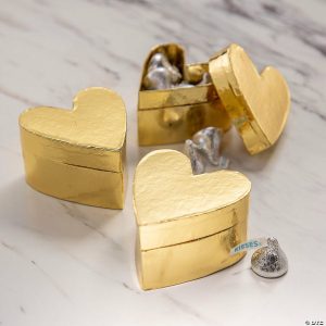 Party Favors |  Gold Heart-Shaped Favor Boxes – 12 Pc. Party Favors Party Favors