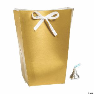 Party Favors |  Large Gold Favor Boxes with Ribbon – 24 Pc. Party Favors Party Favors