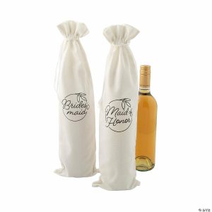 Party Favors |  Maid of Honor & Bridesmaid Wine Drawstring Bags – 6 Pc. Party Favors Party Favors