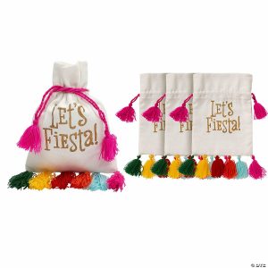 Party Favors |  Mini Fiesta Canvas Drawstring Bags – 3 Pc. Party Favors Party Favors