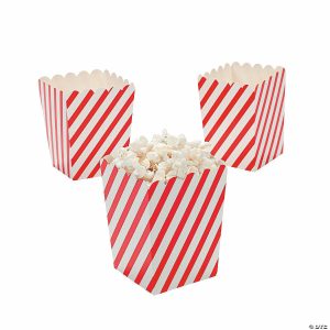 Party Favors |  Mini Red & White Striped Popcorn Boxes – 24 Pc. Party Favors Party Favors