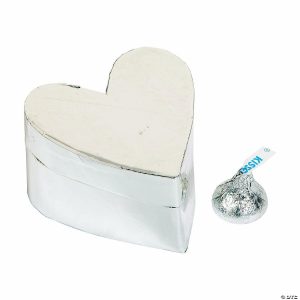 Party Favors |  Silver Heart-Shaped Favor Boxes – 12 Pc. Party Favors Party Favors