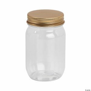 Party Favors |  Small Clear Plastic Jars with Gold Lid – 12 Pc. Party Favors Party Favors