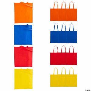 Apparel & Accessories |  15″ x 17″ Large Nonwoven Bright Yellow, Red, Blue or Orange Tote Bags – 12 Pc. Apparel & Accessories Apparel & Accessories