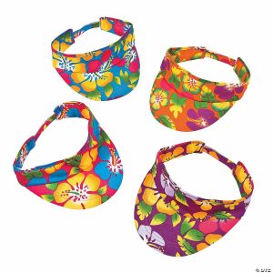 Apparel & Accessories |  24″ Bright Luau Hibiscus Print Cotton Adjustable Visors – 12 Pc. Apparel & Accessories Apparel & Accessories