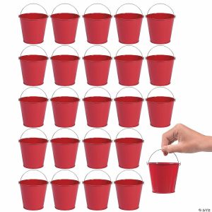 Party Decorations |  Bulk 48 Pc. Mini Red Metal Pails Party Decorations Party Decorations