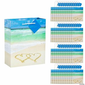 Party Favors |  7 1/2″ x 9″ Bulk 60 Pc. Medium Wedding Beach Gift Bags with Tags Party Favors Party Favors