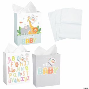 Party Favors |  7 1/4″ x 9″ Medium Baby Paper Gift Bags & Tissue Paper Kit – 72 Pc. Party Favors Party Favors