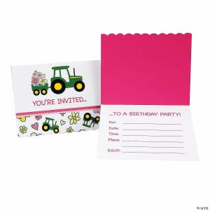 Invitations & Stationery |  John Deere™ Pink Invitations – 8 Pc. Invitations & Stationery Invitations & Stationery