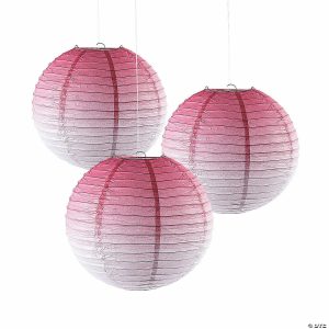 Party Decorations |  12″ Pink Ombre Hanging Paper Lanterns – 3 Pc. Party Decorations Party Decorations