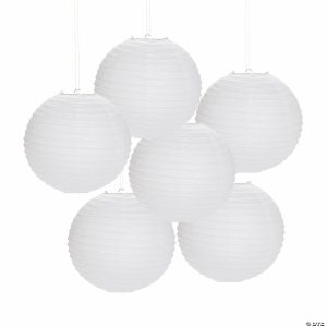 Party Decorations |  12″ White Hanging Paper Lanterns – 6 Pc. Party Decorations Party Decorations