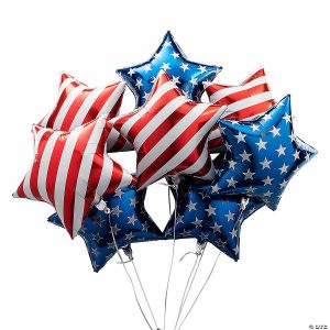 Party Decorations |  Star-Shaped Stars & Stripes 20″ Mylar Balloons – 12 Pc. Party Decorations Party Decorations