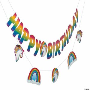 Party Decorations |  Unicorn Happy Birthday Garland – 2 Pc. Party Decorations Party Decorations