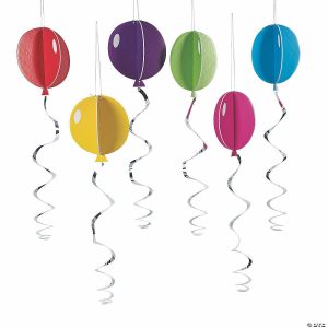 Party Decorations |  10″ Slotted Balloons Hanging Swirls – 6 Pc. Party Decorations Party Decorations