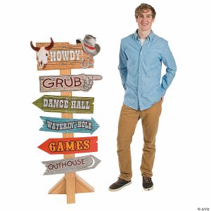 Party Decorations |  58″ Western Party Directional Sign Cardboard Stand-Up Party Decorations Party Decorations