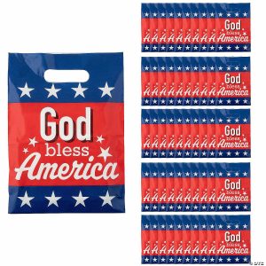 Party Favors |  7″ x 9 1 2″ Bulk 50 Pc. Religious Fourth of July Plastic Goody Bags Party Favors Party Favors